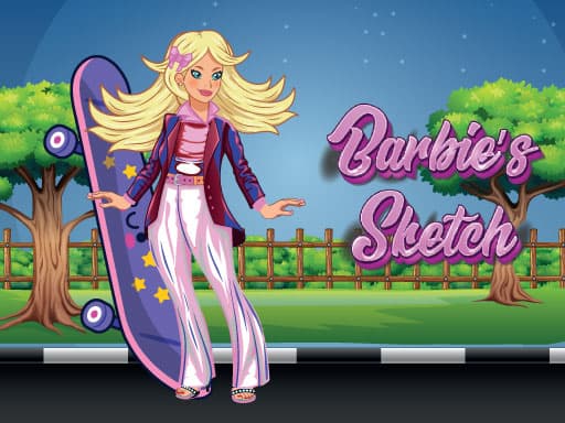 Barbie's Sketch: Creative Skateboarding Adventure
